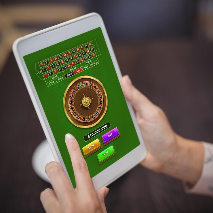 Pengguna menggunakan perangkat mobile untuk mengakses fitur responsible gaming dengan mudah dan praktis